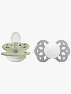 Sutter & Suttesnore|BIBS Infinity Sutter 2-Pak Silikone Str. 1 Symmetrisk, Sage GLOW/Cloud GLOW Grå/Grøn/Hvid