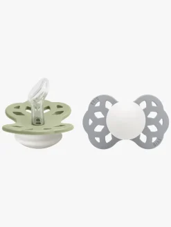 Sutter & Suttesnore|BIBS Infinity Sutter 2-Pak Silikone Str. 1 Anatomisk, Sage GLOW/Cloud GLOW Grå/Grøn/Hvid