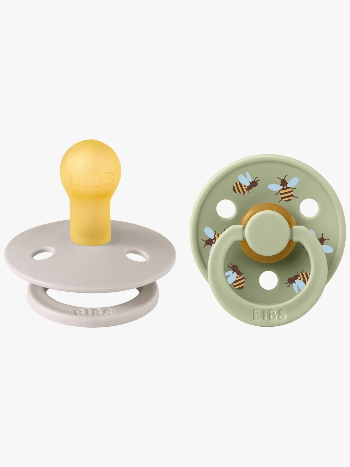 Sutter & Suttesnore|BIBS Studio Colour Bumblebee Sut 2-pak Latex Str. 1, Mushroom Grøn/Beige