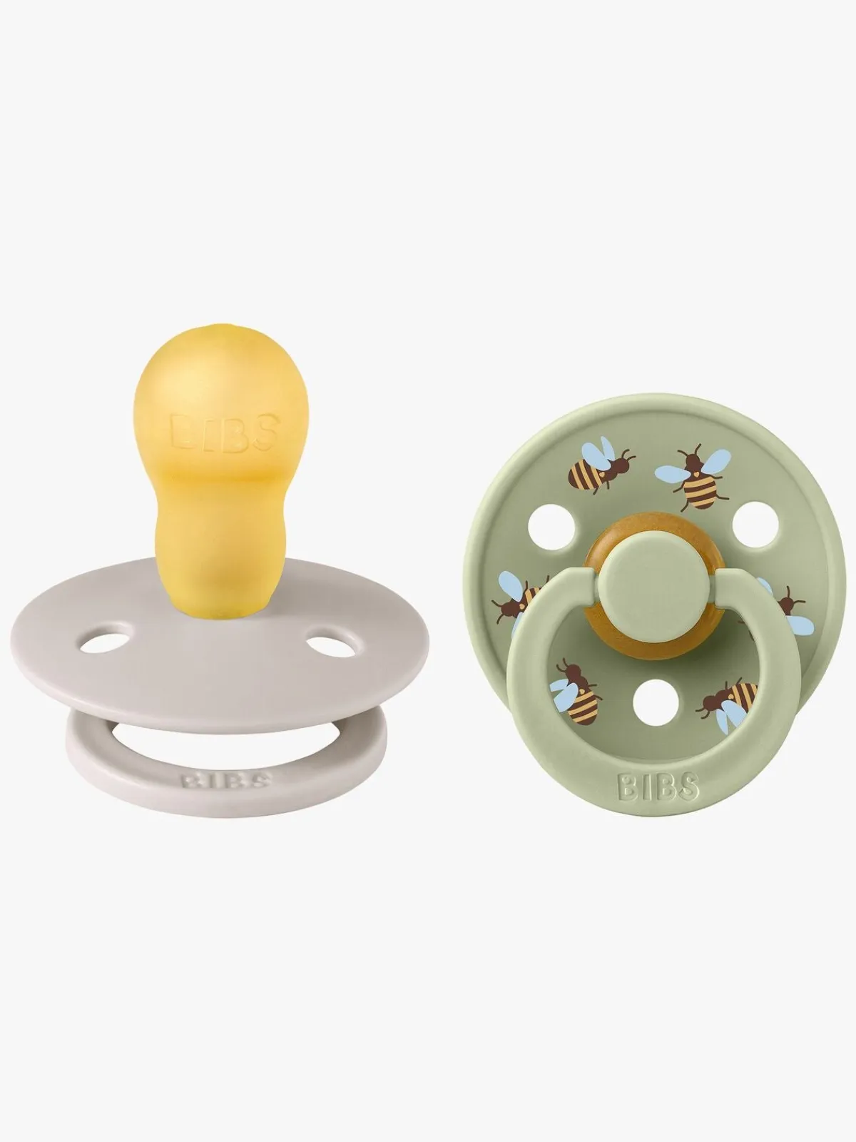 Sutter & Suttesnore|BIBS Studio Colour Bumblebee Sut 2-pak Latex Str. 3, Mushroom Grøn/Beige