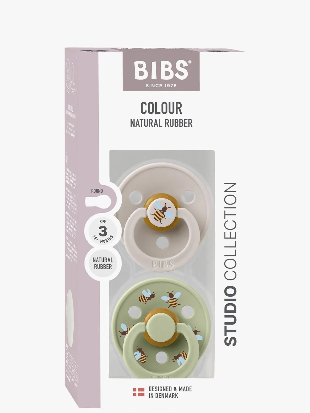 Sutter & Suttesnore|BIBS Studio Colour Bumblebee Sut 2-pak Latex Str. 3, Mushroom Grøn/Beige