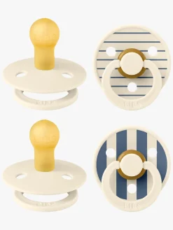 Sutter & Suttesnore|BIBS Studio Colour Sut 4-pak Latex Str. 1, Pin Ivory Vanilla/Pin Ivory Steel Blue Blå/Hvid