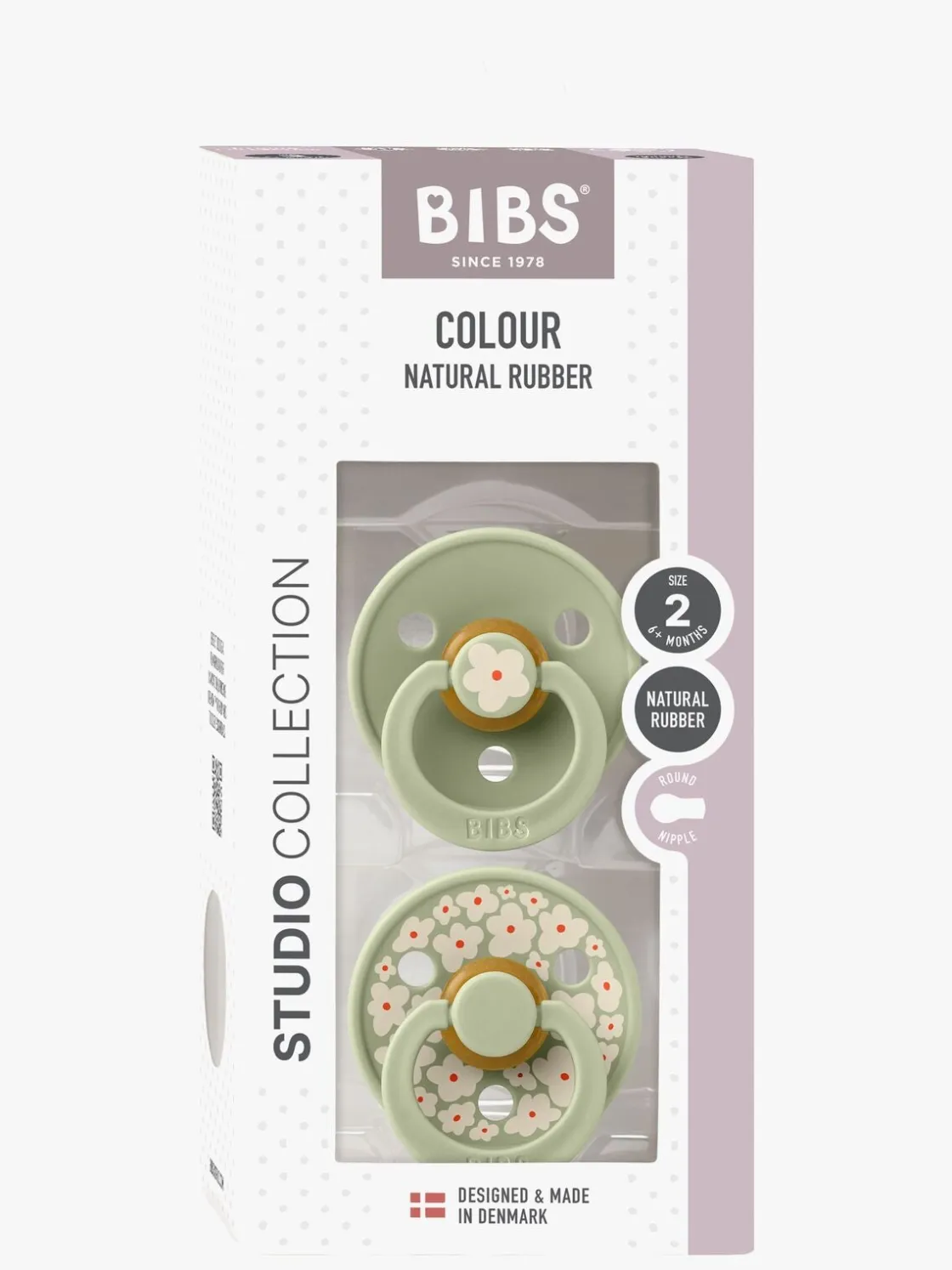 Sutter & Suttesnore|BIBS Studio Colour Sut 2-Pak Latex Str. 2 Rund, Jasmine/Sage Mix Grøn