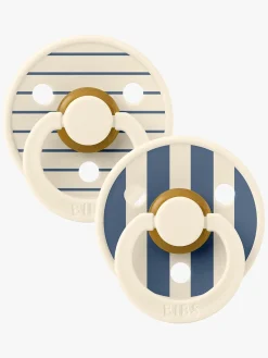 Sutter & Suttesnore|BIBS Studio Colour Sut 2-Pak Latex Str. 1 Rund, Pin/Ivory Steel Blue Mix Hvid/Blå