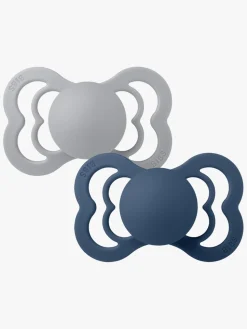 Sutter & Suttesnore|BIBS Supreme Sut 2-pak Silikone Str. 1, Cloud/Steel Blue Grå/Blå