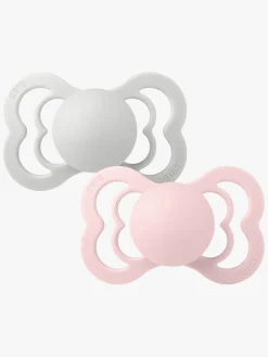 Sutter & Suttesnore|BIBS Supreme Sut 2-pak Silikone Str. 2, Haze/Blossom Lyserød/Hvid