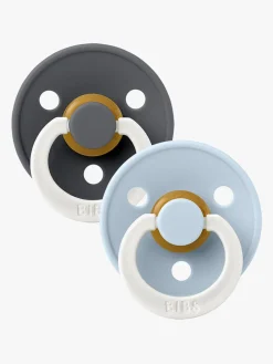 Sutter & Suttesnore|BIBS Sut Colour 2-pak Latex Str. 2, Iron Glow/Baby Blue Glow Grå/Blå