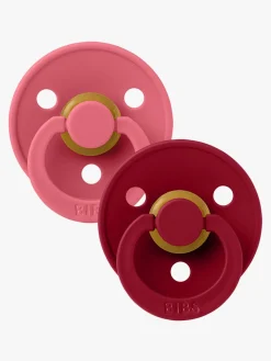 Sutter & Suttesnore|BIBS Sut Colour 2-pak Latex Størrelse 2, Coral/Ruby Rød