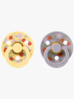 Sutter & Suttesnore|BIBS x Liberty Colour Strawberries Sut 2-pak Latex Str. 2, Pale Butter Mix Grå/Flerfarvet