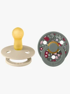 Sutter & Suttesnore|BIBS x Liberty Colour Sut 2-Pak Latex Str. 2 Rund, Chamomile Lawn/Pine Mix Hvid/Grøn