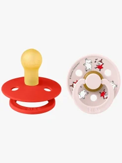 BIBS Sutter & Suttesnore-x Moomin Colour Dancing Sut 2-pak Latex Str. 1, Candy Apple