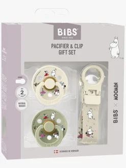 Sutter & Suttesnore|BIBS x Moomin Colour Sut & Loop Suttesnor Gavesæt Latex Str. 2, Ivory/Sage Grøn/Hvid