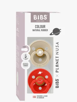 Sutter & Suttesnore|BIBS x Planet Nusa Colour Sutter 2-pak Latex Str. 2, Vanilla Mix Rød