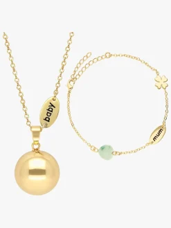 Graviditet|Bola Barselssmykke med Armbånd Baby/Mum, Guldfarvet