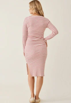 Tøj Til Mor|Boob Signe midi Kjole, Stripe White/Red