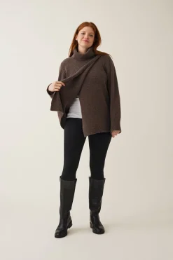 Tøj Til Mor|Boob Strikket Uld Tunika Turtleneck, Brun/grå melange