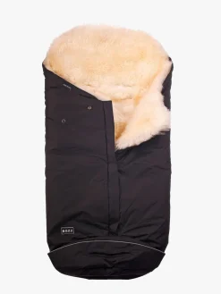 Køreposer|Bozz Lammeskindskørepose Langhåret, Black/White Sort/Hvid