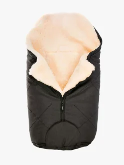 Køreposer|Bozz Lammeskindskørepose Small Klippet, Black Melange/White Sort/Hvid