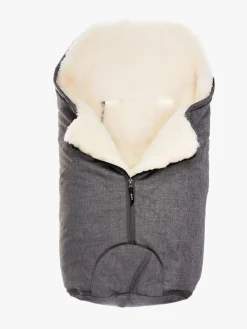 Køreposer|Bozz Lammeskindskørepose Small Klippet, Grey Melange/White Grå/Hvid