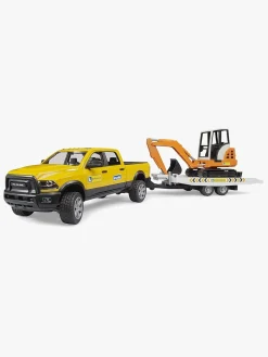 Bruder Legetøjsbiler & -Fartøjer-RAM Power Wagon Arbejdsbil med Trailer & Gravemaskine
