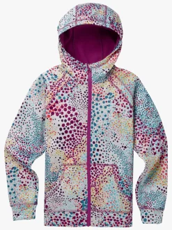 Overdele|Burton Girls Crown Bonded Full-Zip Hoodie, Stout White Dots