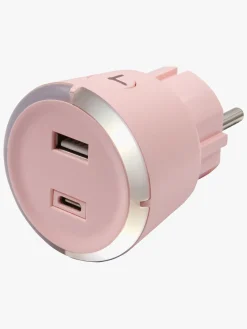 Sikkerhed|CAPiDi USB Oplader / Timer A+C, Pink Lyserød/Hvid