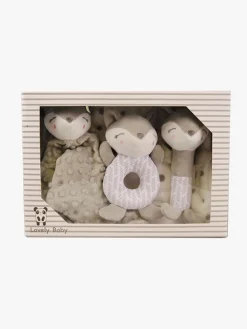 Dåbsgaver|CarloBaby Fleecetæppe & Bamse Giftset Ræv, Grå