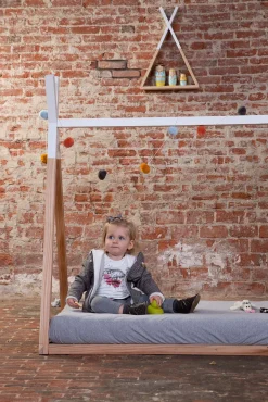 Børnesenge & Tilbehør|Childhome Juniorseng Tipi 70x140, Natur/White