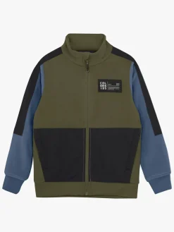 Fleecetøj|ColorKids Color Kids Fleecetrøje, Grape Leaf Grøn/Blå/Sort