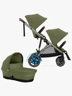 Søskendevogne|Cybex e-Gazelle S Søskendevogn inkl. Liggedel, Moss Green/Taupe