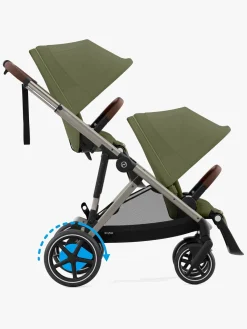 Søskendevogne|Cybex e-Gazelle S Søskendevogn, Moss Green/Taupe
