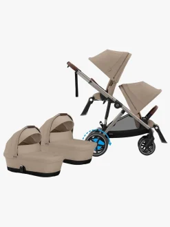 Tvillingevogne|Cybex e-Gazelle S Tvillingevogn, Almond Beige/Taupe