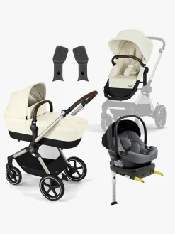 Vognpakker|Cybex EOS Lux Duovogn inkl. Beemoo Route i-Size Autostol Baby & ISOFIX Base, Seashell Beige/Mineral Grey