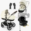 Cybex Vognpakker-EOS Lux Duovogn inkl. Beemoo Route i-Size Autostol Baby & ISOFIX Base, Seashell Beige/Black Stone