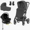 Cybex Vognpakker-TALOS S Lux Duovogn inkl. Beemoo Route i-Size Autostol Baby & ISOFIX Base, Moon Black/Black Stone
