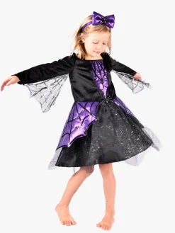 DenGodaFen Kostumer & Udklædning-Den Goda Fen Edderkoppe-kjole med Hårbånd 110-116 cm