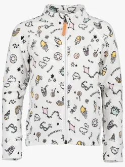 Overdele|Didriksons Jadis Trøje med Lynlås, Doodle Multi Hvid/Lyserød/Gul