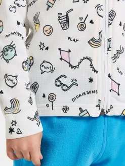 Overdele|Didriksons Jadis Trøje med Lynlås, Doodle Multi Hvid/Lyserød/Gul