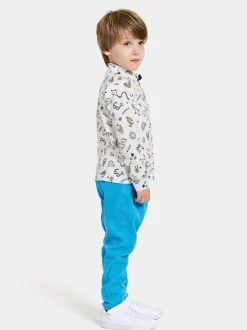 Overdele|Didriksons Jadis Trøje med Lynlås, Doodle Multi Hvid/Lyserød/Gul