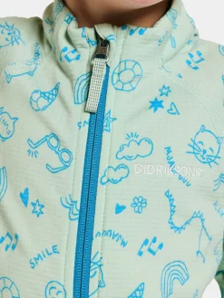 Overdele|Didriksons Jadis Trøje med Lynlås, Doodle Pale Mint Blå