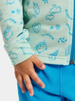 Overdele|Didriksons Jadis Trøje med Lynlås, Doodle Pale Mint Blå