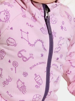 Overdele|Didriksons Jadis Trøje med Lynlås, Doodle Orchid Pink Lyserød/Lilla