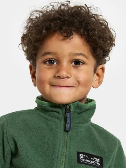 Børn Didriksons Fleecetøj-Muskot  Vindtæt Vindtæt Fleecetrøje, Pine Green