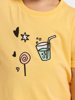 Overdele|Didriksons Mynta T-shirt, Creamy Yellow Flerfarvet/Gul