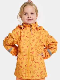 Overtøj|Didriksons Norma Skaljakke, Doodle Papaya Orange Orange/Lyserød