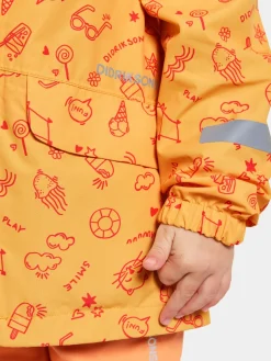 Overtøj|Didriksons Norma Skaljakke, Doodle Papaya Orange Orange/Lyserød