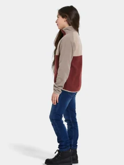 Fleecetøj|Didriksons Yokto Fleecetrøje, Anemon Red Rød/Beige