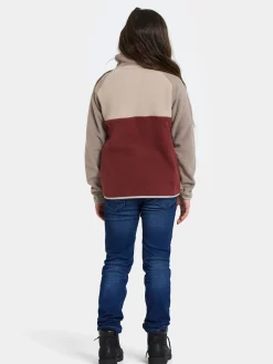 Fleecetøj|Didriksons Yokto Fleecetrøje, Anemon Red Rød/Beige