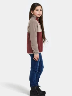 Fleecetøj|Didriksons Yokto Fleecetrøje, Anemon Red Rød/Beige