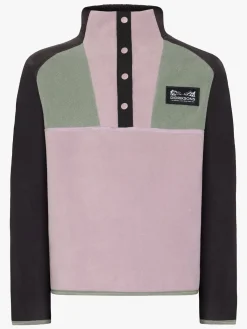 Fleecetøj|Didriksons Yokto Fleecetrøje, Dusty lilac Grøn/Lilla/Sort